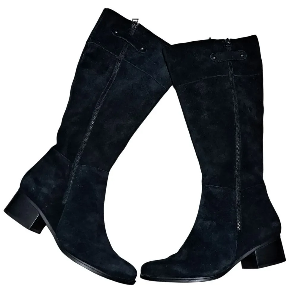 Naturalizer Demi Wide Width Leather Suede Boot Goth Missing Insert S 8.5WW Black